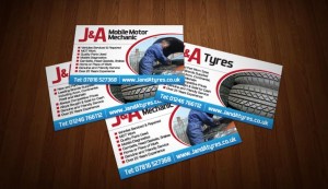 J & A Tyres Business Cards
